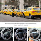 ICWEIMEI 500PCS Universal Disposable Steering Wheel Cover Plastic Transparent Car Steering Wheel Covers with Elastic Trims for Steering Wheels