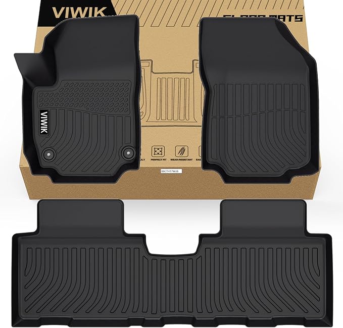 VIWIK GMC Terrain Floor Mats/Chevy Equinox Floor Mats 2018-2024, Custom Fit for 1st & 2nd Row, All Weather Protection, TPE, Waterproof, Non-Slip, Durable