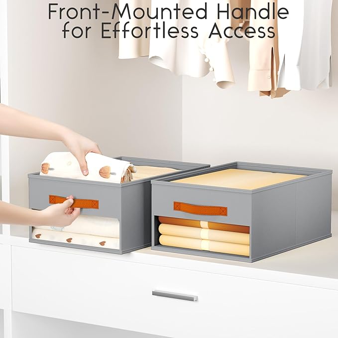 Homsorout Drawer Organizers and Storage - 8 Pack Foldable Pants Organizer with Clear Window & Handles, Fabric Closet Organize