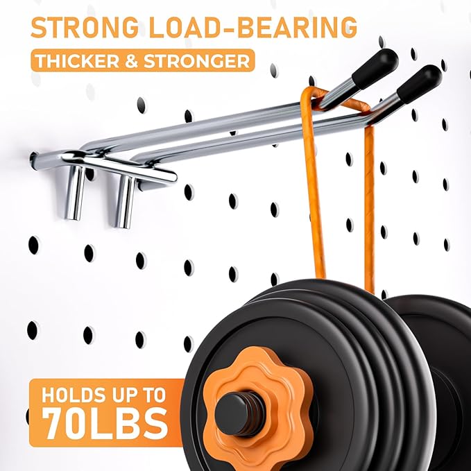 INCLY 176PCS Extra Thick Pegboard Hooks, 1/4" Heavy Duty Metal Peg Board Hooks Assortment with Peg Locks Pegboard Accessories