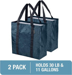 CleverMade Tall Frakta Reusable Grocery Tote - 42L - Pack of 2 - Ocean Blue - Collapsible Storage Shopping Organizer - Heavy 