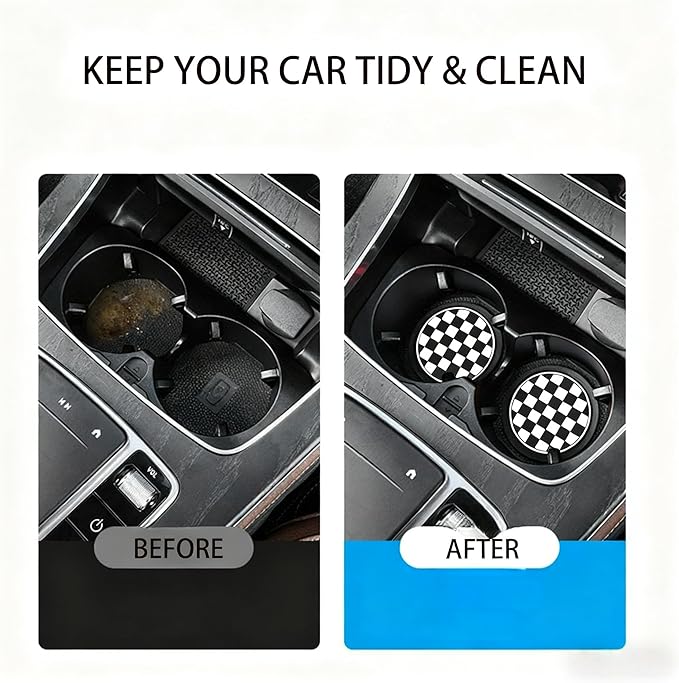 Car Interior Accessories Set – 2PCS Silicone Cup Holder Coasters & 1PCS Anti-Slip Dashboard Pad, Universal Non-Slip Rubber Ma