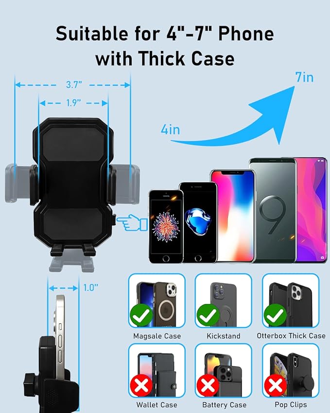 Belinous Car Cup Holder Expander with Phone Holder, 2 in 1 Car Phone Mount & Cup Holder Adapter with Adjustable 360° Rotation Gooseneck, U-shaped Handle Slot, Fits for iPhone, Samsung, Drinking Bottle