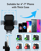 Belinous Car Cup Holder Expander with Phone Holder, 2 in 1 Car Phone Mount & Cup Holder Adapter with Adjustable 360° Rotation Gooseneck, U-shaped Handle Slot, Fits for iPhone, Samsung, Drinking Bottle