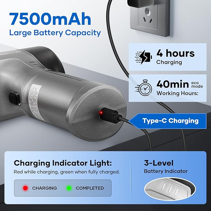 Mini Vacuum Cleaner, 3 in 1 Car Vacuum Cleaner High Power, 15000PA Powerful Suction, Air Duster, 7500mAh, Dual Filter,Adjusta
