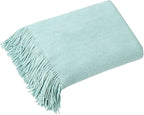 Homiest Decorative Knitted Throw Blanket with Fringe Soft & Cozy Tassel Blanket for Couch Sofa Bed (Light Green, 50x60)