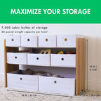 Humble Crew Toy Storage Organizer with 9 Removable Fabric Bins, Light Grey/Grey – Premium Playroom Toy Organizer for Toddlers