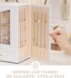 Homde Jewelry Organizer with Transparent Window Necklace Hooks Gift for Women Jewelry Box Display Case for Necklaces Rings Ea