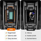 2Pcs Center Console Organizer compatible with Nissan Rogue 2021-2026, Armrest Insert Secondary Tray Lower Console Storage Box, Rogue Interior Accessories, Black ABS Plastic