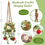 Crochet Car Air Freshener, 15ml Empty Refillable Oil Diffuser Bottle with Hanging Crochet Cute Plant for Car Rearview Mirror 