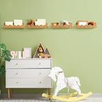 Pinkunn 4 Pcs Nursery Book Shelves 15.8 Inch Rattan Scalloped Floating Bookshelves Wicker Boho Book Shelf for Wall Mounted De