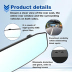 12''x3.5'' Large Rear View Mirror, Clip-on Large Wide Angle Panoramic Convex Rearview Mirrors, Anti Glare HD Clear Tint Interior Panoramic Wide Angle Rear View Mirror for Car SUV Trucks