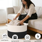 115L Large Blanket Basket,23.6" L x 23.6" W x 15.7" H Rope Woven Baskets with Handles, Toys Storage Bins,Laundry Basket Perfe