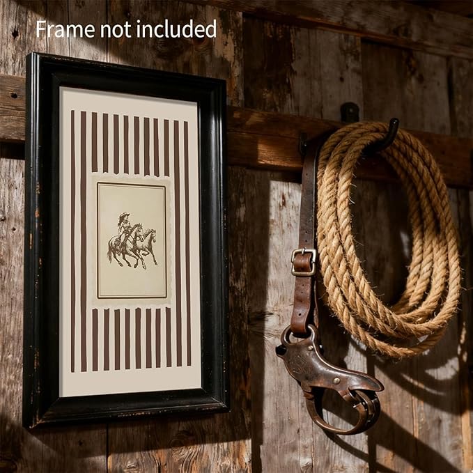 Retro Western Wall Art Striped Rodeo Decor Southwest Cowboy Poster Canvas Prints 20x30 in Unframed Vintage Stamp Mid West Cow