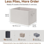 StorageWorks Foldable Shelf Organizer Bins, Closet Storage Baskets for Clothes, Storage Bins for Organization, Beige Stripes,