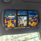 Floral Zippered Tactical Car Sun Visor Organizer, Automotive with Picture Holder Sun Visor Storage Pouch with Adjustable Straps and Pockets Easy Installation Universal Fit for Most Cars SUV