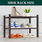 Smiry Shoe Rack, 2 Tier Thick Small Bamboo Shoe Organizer, Stackable Free Standing Wooden Shoe Storage Shelf for Closet, Entr