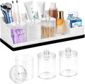 Bathroom Counter Organizer, White Silicone Toothbrush Holders for Bathrooms Organizer Countertop with 3PCS Qtip Holder, Tooth