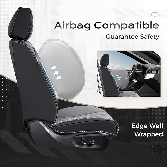 Coverado Car Seat Covers Front Seats, Seat Covers for Cars, Car Seat Protector, 2-Pack Car Seat Cushion Nappa Leather, Waterp