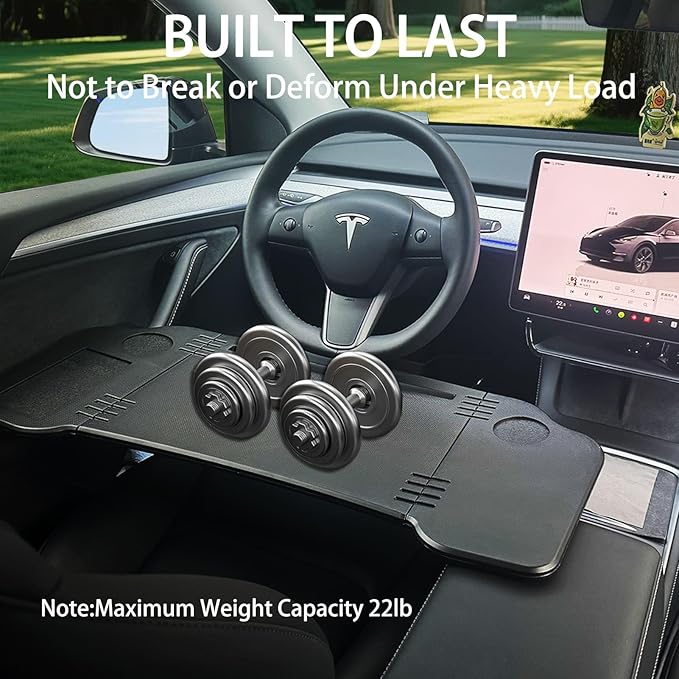 Car Desk for Tesla Model 3 Y, Foldable Tesla Desk for Laptop, Car Table Tray for Tesla Passenger Seat, Tesla Table Travel Tray for Kids, Food & Tablets, Tesla Tray Long Trip Essentials