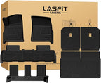 LASFIT Floor Mats&Trunk Mat&Backrest Mat for Rivian R1S 2024 2023 2022, TPE All Weather Floor Mats Custom Fit Floor Liner&Cargo Mat for R1S 2022-2024 Full Set Car Mats and Cargo Liner