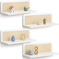 Kathfly Floating Shelves for Wall Set of 4 Mounted Rustic Boho Rattan Wood Wall Shelves for Bathroom Bedroom Living Room Kitc
