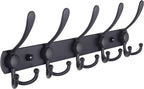 Dseap Coat Rack Wall Mounted - 5 Tri Hooks, Heavy Duty, Stainless Steel, Metal Coat Hook Rail for Coat Hat Towel Purse Robes 