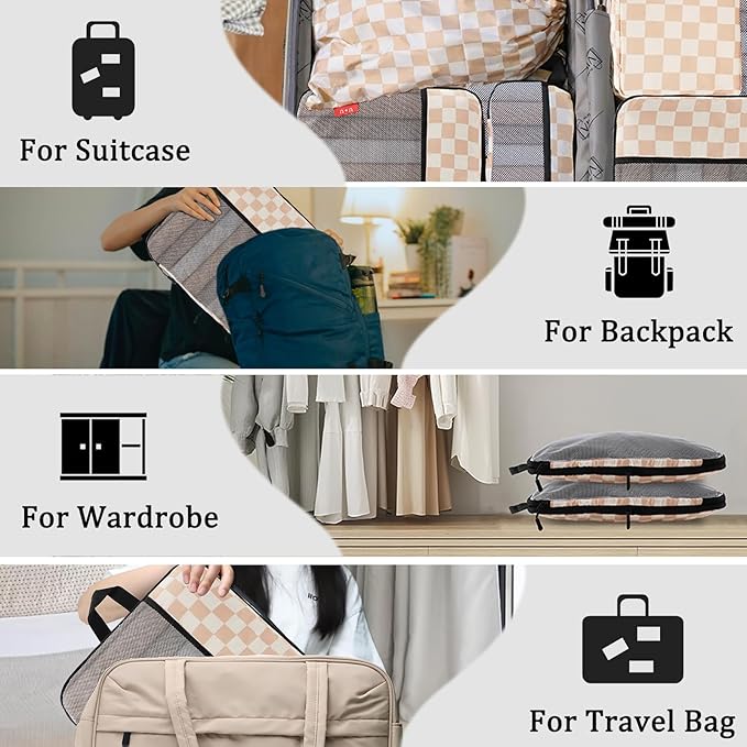 U+U 4 Set Compression Packing Cubes - Ultralight Travel Organizers, Space-Saving Suitcase Organizer, Expandable Packing Cubes