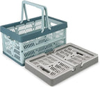 Domiella 2-Pack Foldable Storage Baskets, Collapsible PP Crates with Handles - 20L Capacity, Strong and Portable for Home Org