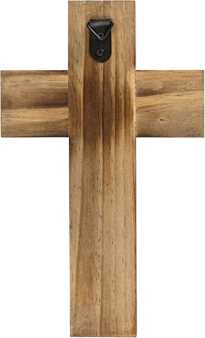 OKSQW Wall Wooden Cross Christians Crosses Spiritual Religious Cross With Hook Christmas Wall Hanging Handmade Nature Wood Co