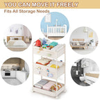 Baby Diaper Caddy, Premium Metal& Felt Movable Cart with Dividers for Newborn Nursery Essentials, Large Capacity Rolling Diap
