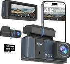 Dashcam Front and Rear Camera,TVFEA Dash cam 4K,Dual Dash Camera for Cars with Wi-Fi,3.18" LCD Screen,64GB Card,APP Control,N