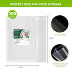 Bonsenkitchen Precut Vacuum Sealer Bags 200 Quart 8" x 12", BPA Free, Commercial Grade Textured Food Vacuum Sealer Bag, Thick