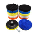 12Pcs 7inch Foam Buffing Polishing Pads Kit, with Coral Fleece Pad, Backing Plate, M14 Drill Adapter, Car Buffing Kit for Car Polishing, Waxing, Sealing Glaze (12Pcs-7inch)