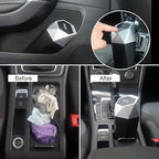Car Trash Can Bin,Small Garbage Can with Lid,Automotive Cup Holder Mini Cars Trashcan,Portable Door Trash Cans,Car Essentials Gadgets Dustbin (2Pcs, Silver)