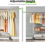 HOKEEPER Heavy Duty Clothes Rack Load 635 LBS, Clothing Rack for Hanging Clothes Adjustable Rolling Garment Rack with Wheels 