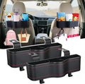Backseat Car Organizer with Cup Holder, Premium Leather Backseat Car Organizer for Snacks, Canned Drinks, and Phone with Two Seat Hooks, Perfect for Travel - 2-Pack