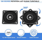 uxcell 2Pcs 10" Bar Stool Swivel Replacement, 360° Rotation Lazy Susan Turntable, Square Semi-Ball Bearing Seat Swivel Base M