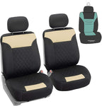 FH Group Car Seat Cover Cushion - 2 Pack Seat Covers for Cars Trucks SUV, Beige Black Neosupreme Car Seat Cushions, Car Seat 