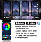Car Led Lights Interior, Smart APP Control RGB Ambient Lighting Car, 64 Color 28 Modes Voice Activated LED Fiber Optic Strip, 12V USB Powered Car Led Strip Lights