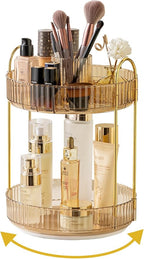 Asayuee 360 Rotating Makeup Organizer,2 Tier Large Capacity Make Up Organizers and Storage,Skincare Perfume Vanity Organizers