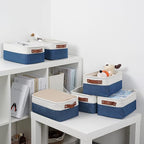 DULLEMELO Set of 6 Small Baskets for Organizing, Small Fabric Storage Bins for Toys Storage, Collapsible Storage Bins with Le