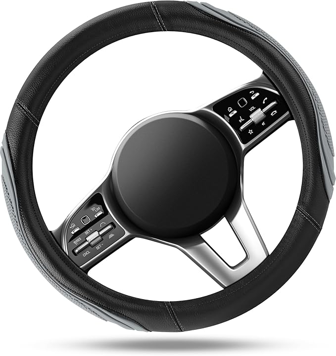 Road Comforts Car Steering Wheel Cover - Microfiber Leather Steering Wheel Wrap Sports 14.5-15 Inch Steering Wheel Cover Non-