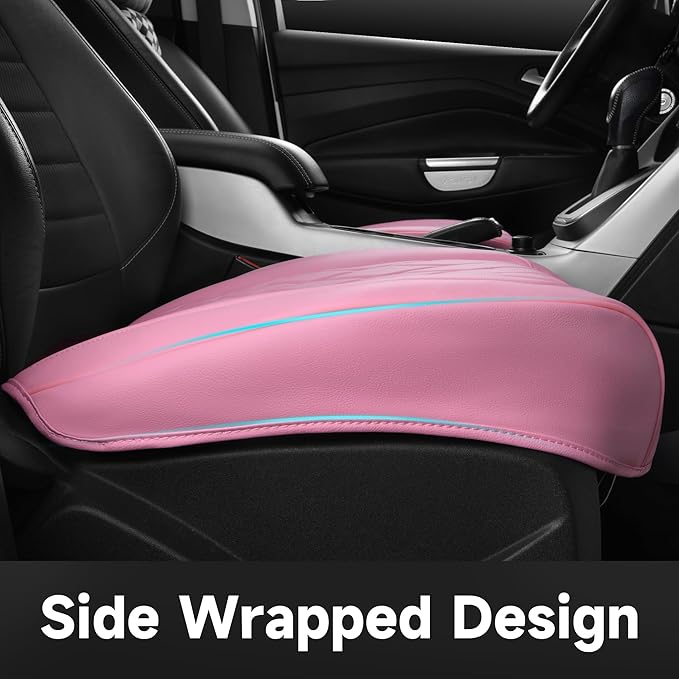CAR PASS 2 Pack Leather Front Car Seat Covers, Bottom Seat Covers Full Wrapped with Storage Pocket, Anti-Slip Leather Seat Pr