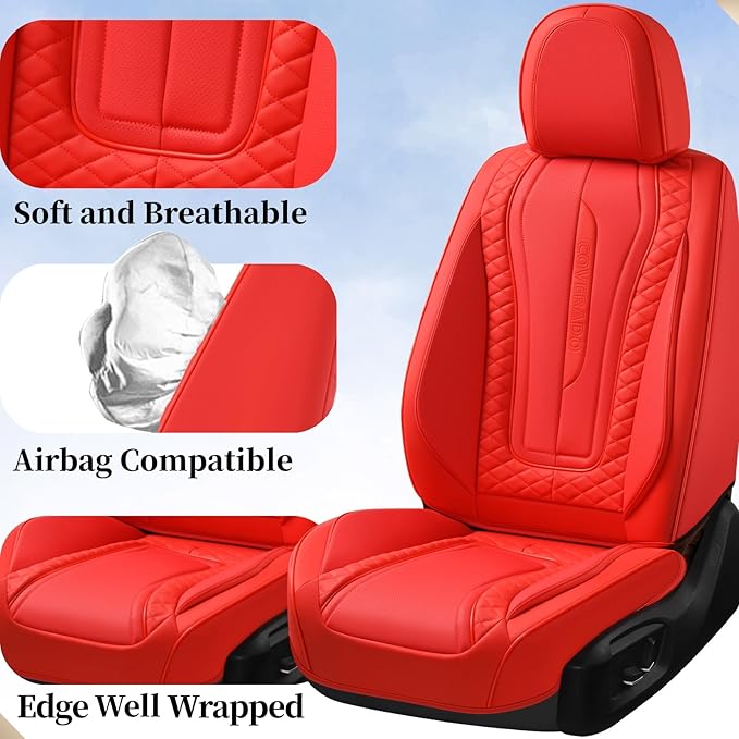 Coverado Car Seat Covers Full Set, Front Seat Cover and Back Seat Covers for Cars, Faux Leather Waterproof Seat Covers, Car S