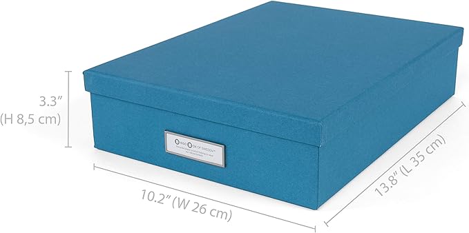 Bigso Oskar Fiberboard Label Frame Document Letter Box - File Organizer Box for Important Paperwork - Document Storage with a