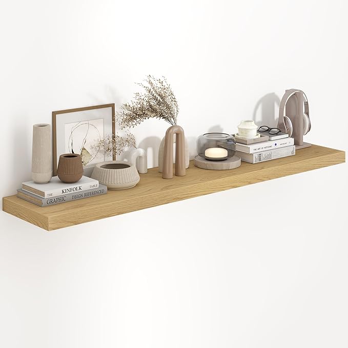 55"W x 9.3"D Floating Shelves for Wall, Wall Mounted Bathroom Shelves 1 Pack Deep Floating Shelf for Bedroom Kitchen Living R