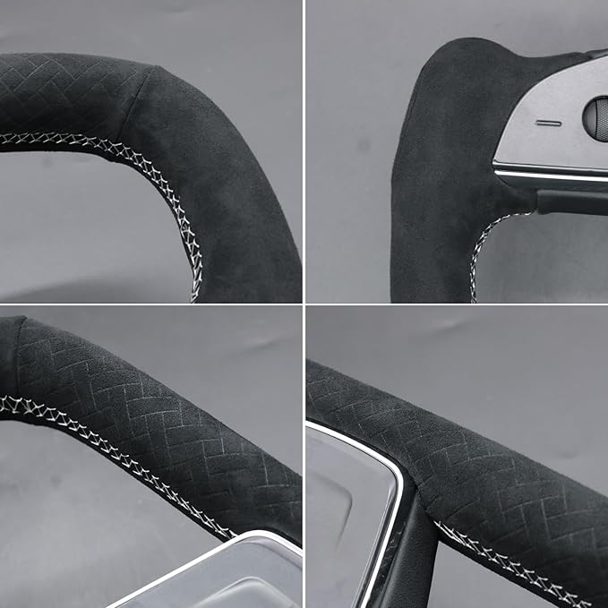 MEWANT Hand Stitched Tesla Model S Yoke Steering Wheel Cover Wrap for Tesla Model S 2021-2023 / Model X 2021-2023 Tesla Yoke Steering Wheel Accessories