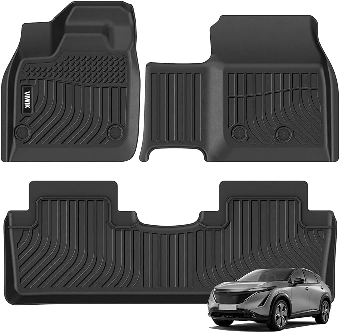 VIWIK Floor Mats Fit for Nissan Ariya 2023 2024, TPE Floor Liners All Weather Guard Custom Car Mats Full Set 1st & 2nd Row, Automotive Accessories for Nissa-n Ariya Odorless Non- Slip Waterproof