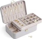 Vlando Jewelry Boxes for Women,2 Layers Jewelry Box with Lock,Birthday Gifts for Women Girls,Jewelry Organizers for Earrings 